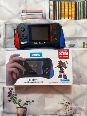 X7M Portable 500 in 1 Handheld Game Console - Black with Red & Blue